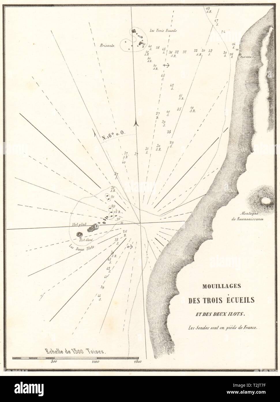 Mouillage des Trois Ecueils et des Deux ilots. Libyen. GAUTTIER 1854 alte Karte Stockfoto