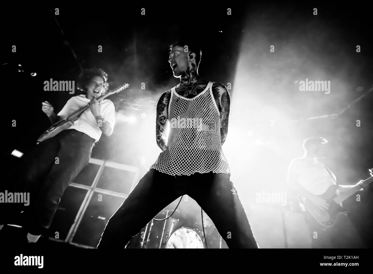 Bologna, Italien. 26 Mär, 2019. Hellfire Buchung präsentiert Frank Carter & die Klapperschlangen. In den letzten Jahren, Frank Carter, der ehemalige Galgen Frontmann, hat nie aufgehört zu begeistern und seine enorme Kreativität und seine Liebe für die Musik zeigen, die auf den renommiertesten Bühnen in Europa zusammen mit seinem Rattesnakes, mehrmals vorhanden, im Reading & Leeds Festival zu spielen, um den Download und viele andere lokale Festivals wie dem Home Festival und die Firenze Felsen zu Beginn des Bands des Kalibers von Foo Fighters & Biffy Clyro! Credit: Luigi Rizzo/Pacific Press/Alamy leben Nachrichten Stockfoto