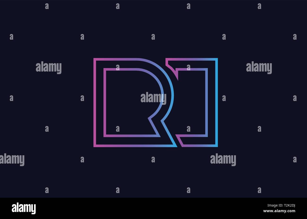 Blau Rosa Buchstaben logo Kombination ri r i Design geeignet für ein Unternehmen oder ein Geschäft Stock Vektor