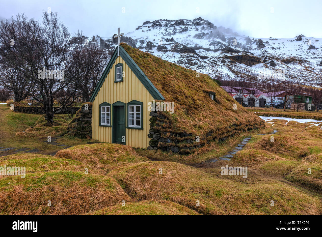 Hof, Hofskirkja, Austurland, Island, Europa Stockfoto