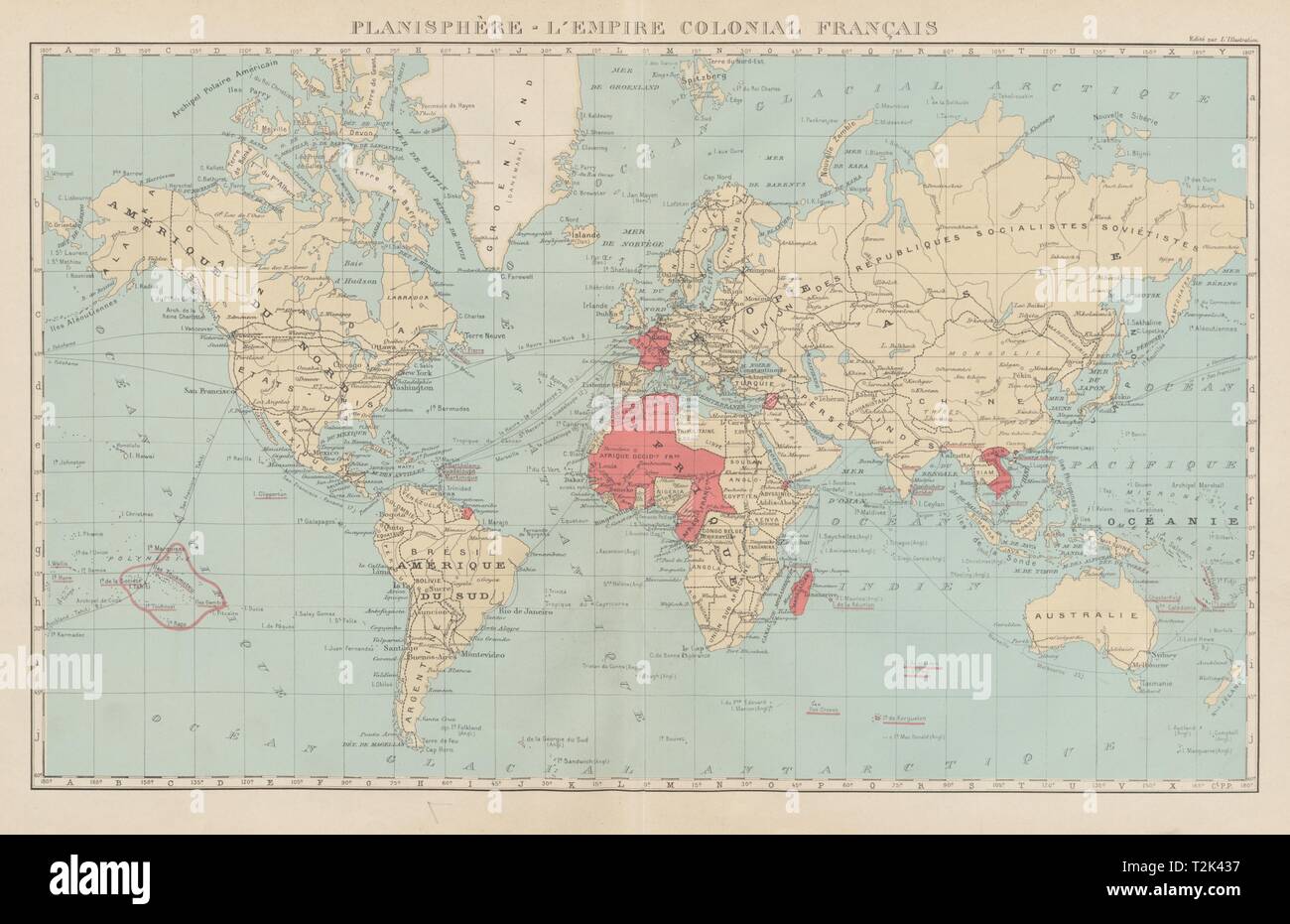 Des FRANZÖSISCHEN EMPIRE Colonial Français. Französisch West/Äquatorial Afrika&c 1929 alte Karte Stockfoto