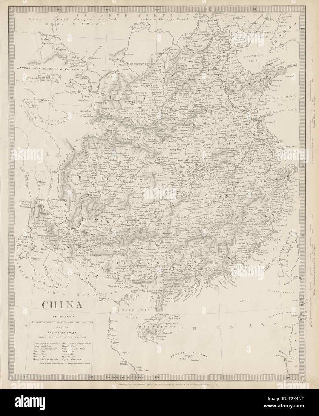 CHINA. Von Du Halde Jesuiten McCartney Kyaikkami. Formosa Taiwan SDUK 1844 Karte Stockfoto