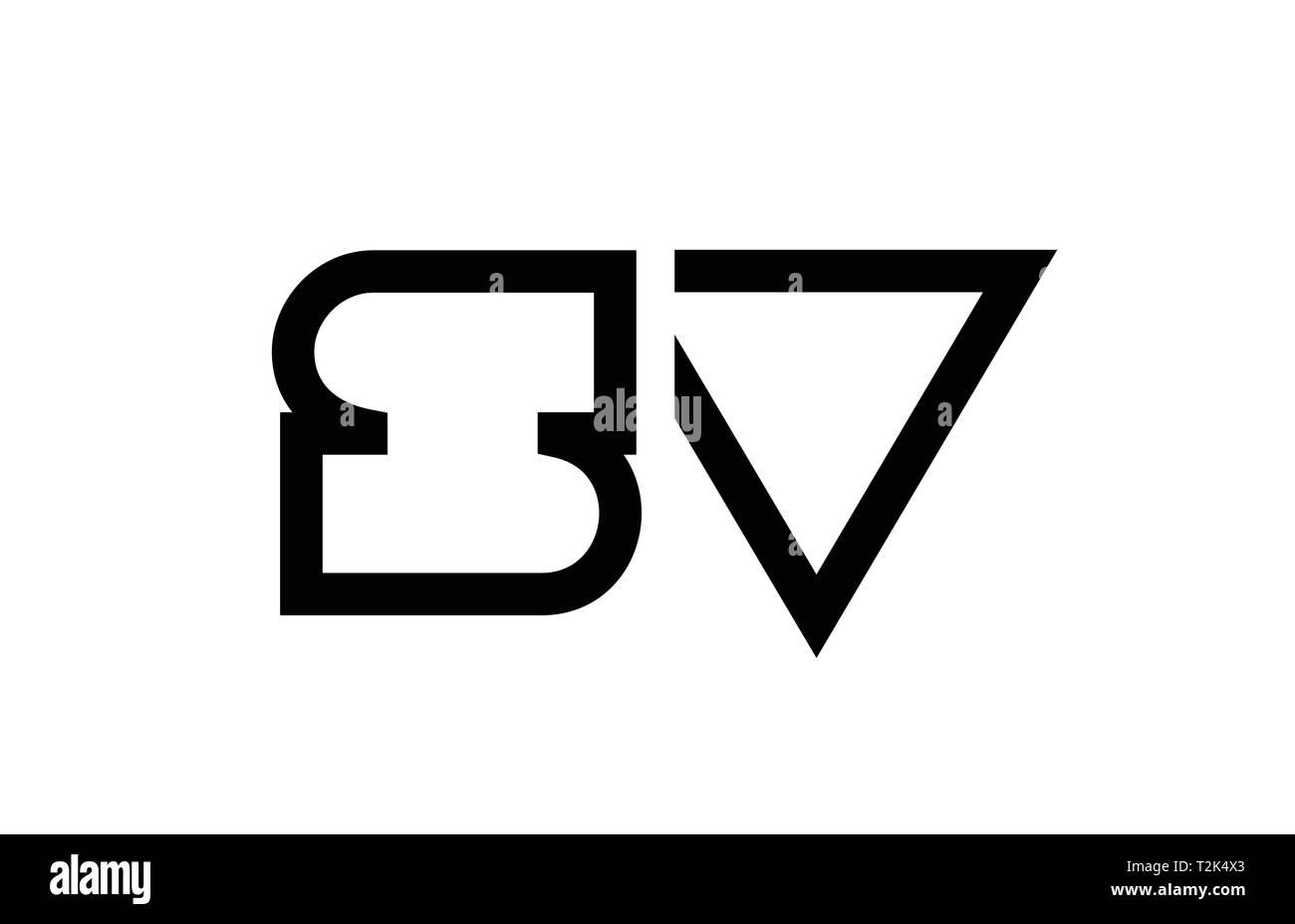 Schwarze und weiße Buchstaben logo Kombination sv s v Ausführung geeignet für ein Unternehmen oder ein Geschäft Stock Vektor