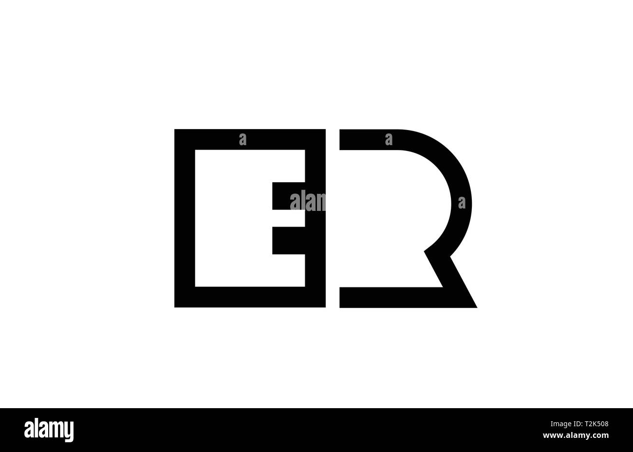 Schwarze und weiße Buchstaben logo Kombination er e r-Design geeignet für ein Unternehmen oder ein Geschäft Stock Vektor