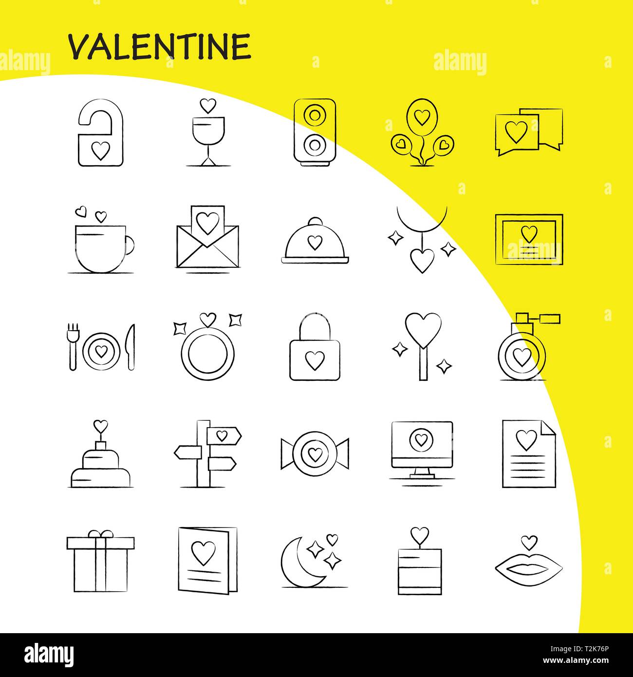 Valentine Hand gezeichnet Icon Pack für Designer und Entwickler. Ikonen der Datei, Liebe, Romantik, Valentinstag, Bild, Liebe, Romantik, Valentinstag, Vektor Stock Vektor