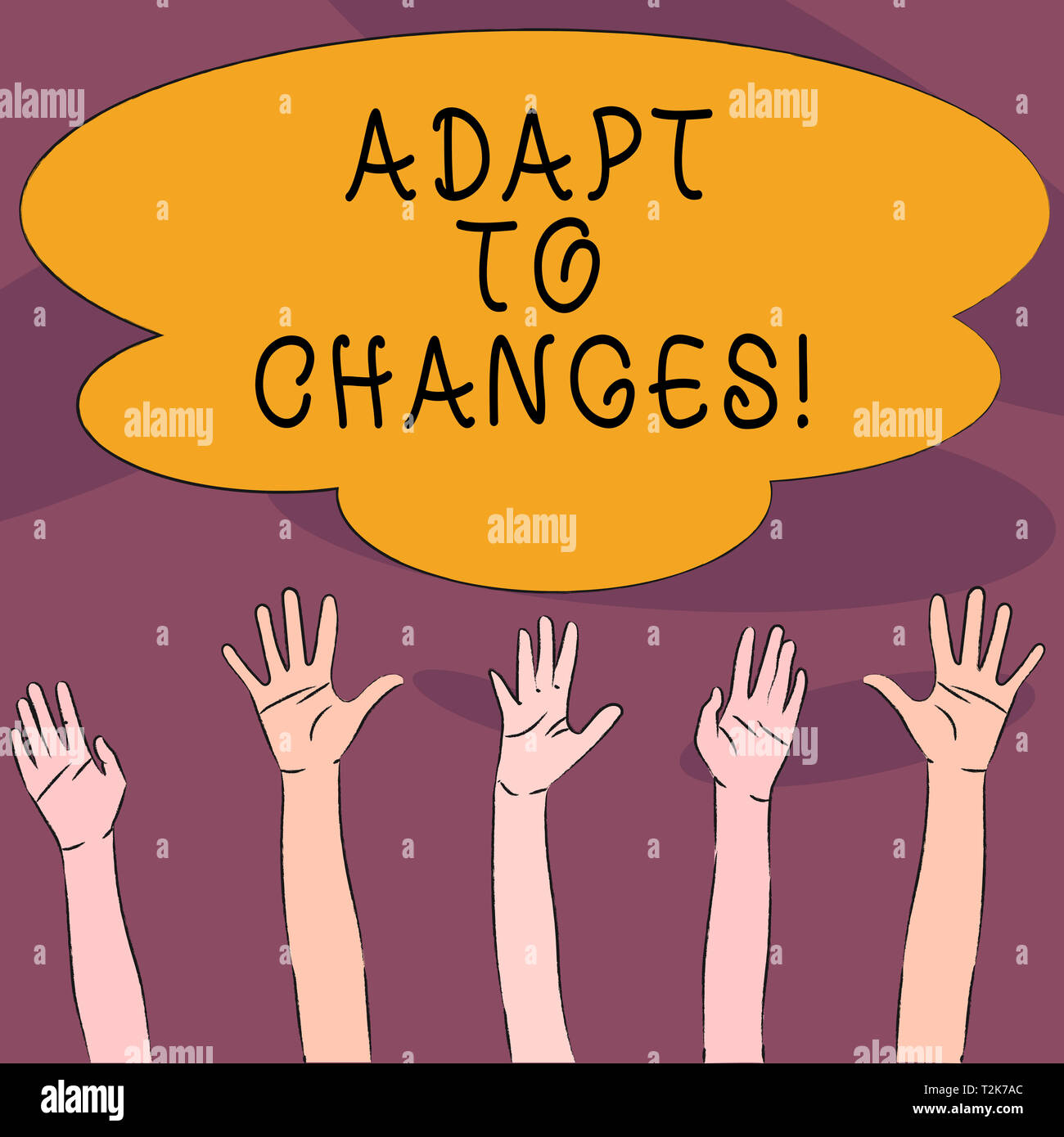 Handschrift Text der Anpassung an Veränderungen. Konzeptionelle Foto ändern Sie ihr Verhalten, um es erfolgreich multiethnische Vielfalt Hände Upwar Stockfoto