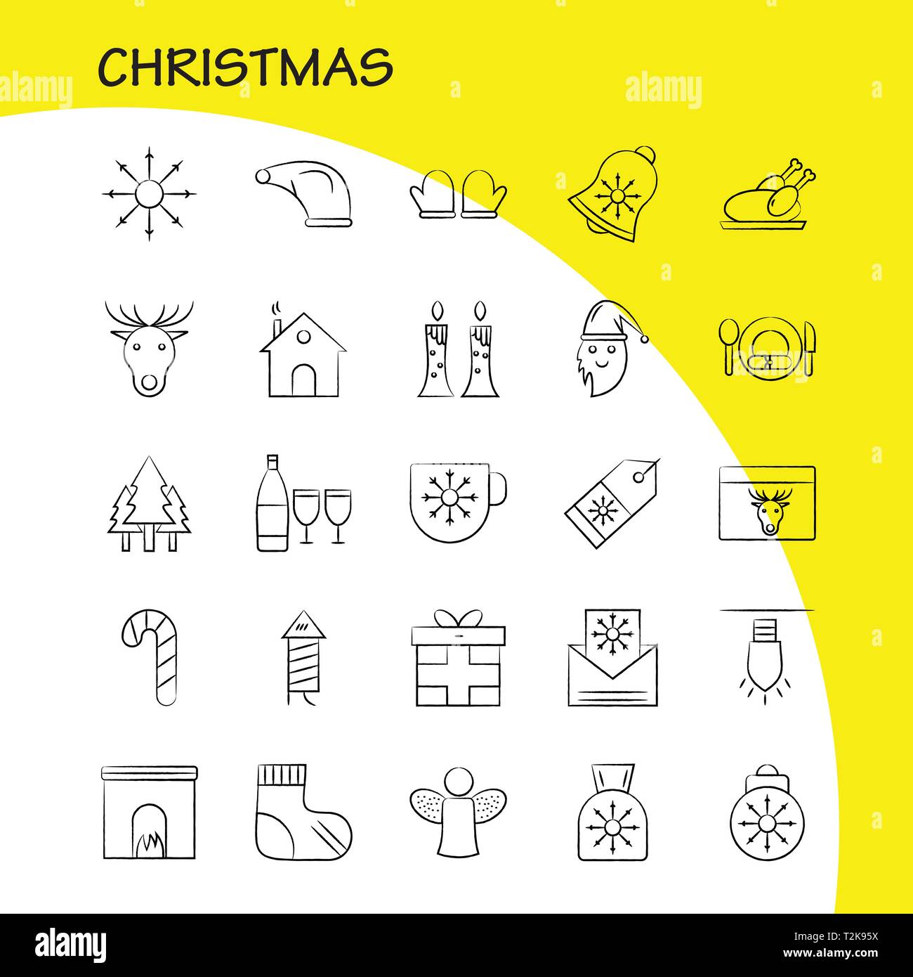 Weihnachten Hand gezeichneten Symbole für Infografiken, Mobile UX/UI-Kit und Print Design. Gehören: Schneemann, Weihnachten, Winter, Festival, Schneemann, Weihnachten Stock Vektor