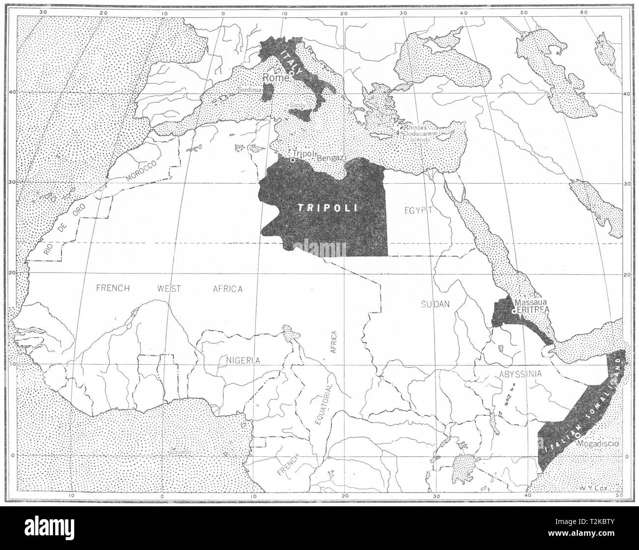 Welt. Die italienische Empire 1914 1948 alte vintage Karte plan plan Stockfoto