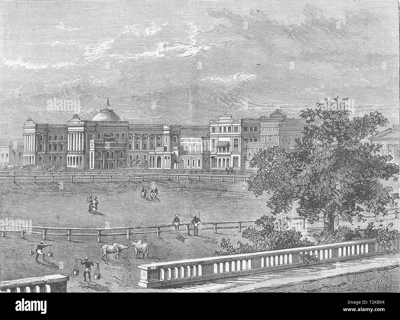 Indien. Blick auf das Government House, Kalkutta (Kolkata) c 1880 alten, antiken Drucken Stockfoto