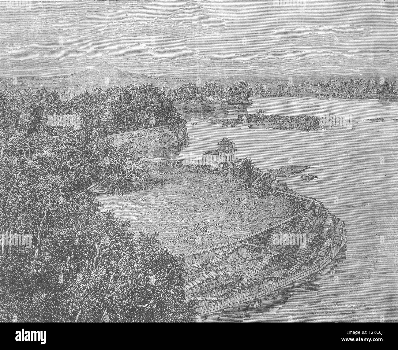 Indien. Der Bund oder Damm des Sees von Barwa, Jhansi c 1880 alten, antiken Drucken Stockfoto