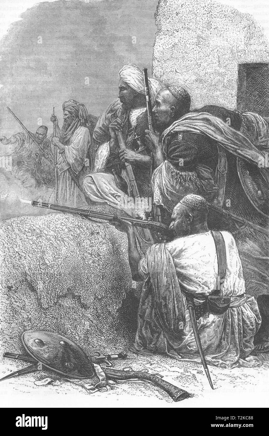 Indien. Bergsteiger der Nord-west schießen auf die Britische c 1880 alte Drucken Stockfoto
