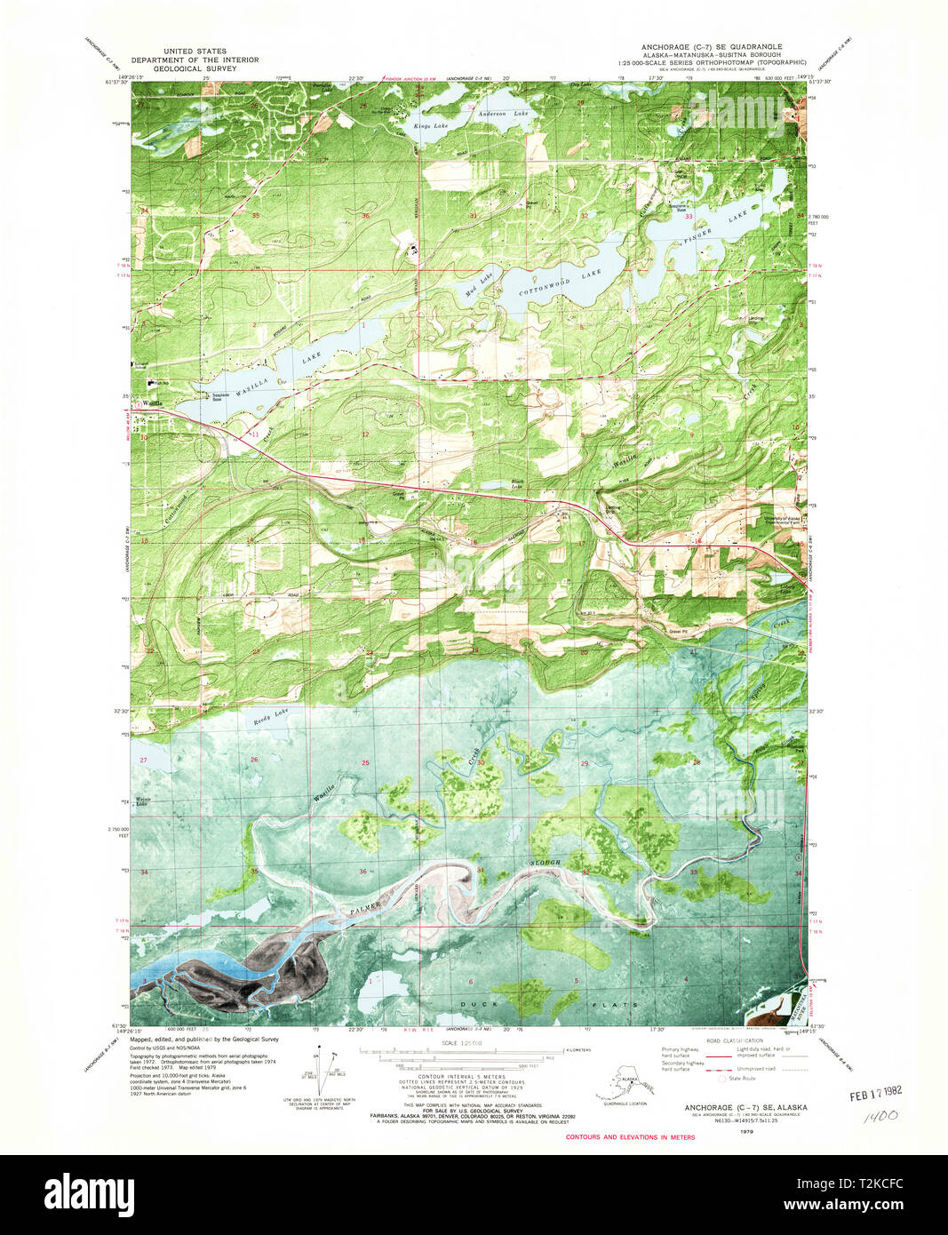 USGS TOPO Karte Alaska Anchorage, AK C-7 SE 353630 1979 25000 Wiederherstellung Stockfoto