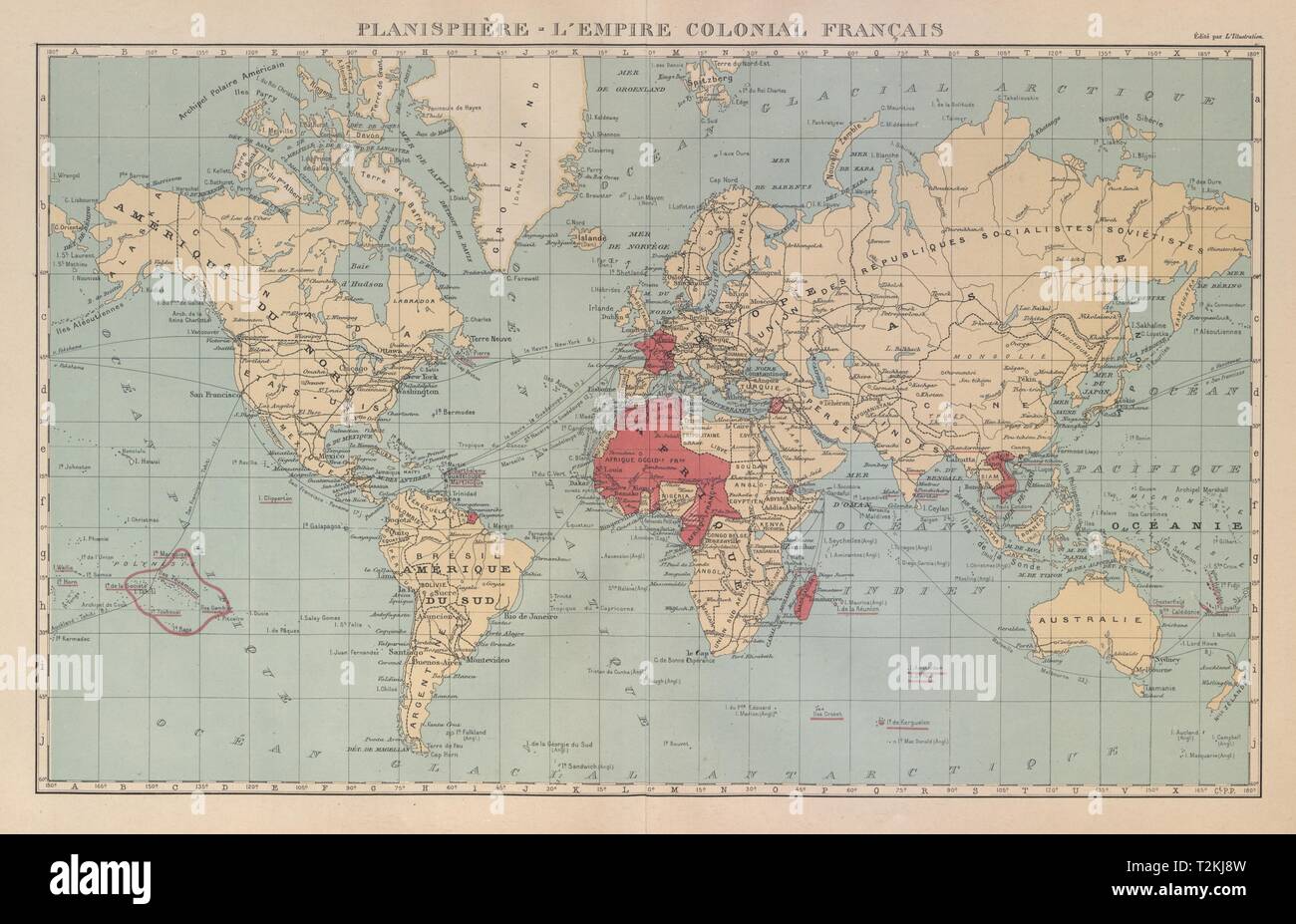 Des FRANZÖSISCHEN EMPIRE Colonial Français. Französisch West/Äquatorial Afrika&c 1931 alte Karte Stockfoto