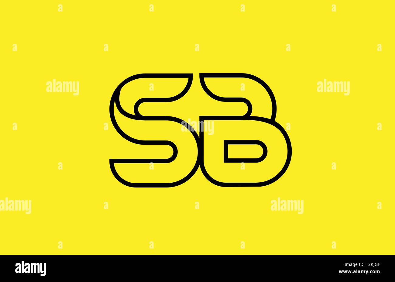 Gelb schwarze Linie Buchstaben SB S B logo Kombination Symbol für ein Unternehmen, Business oder Corporate Identity Design Stock Vektor