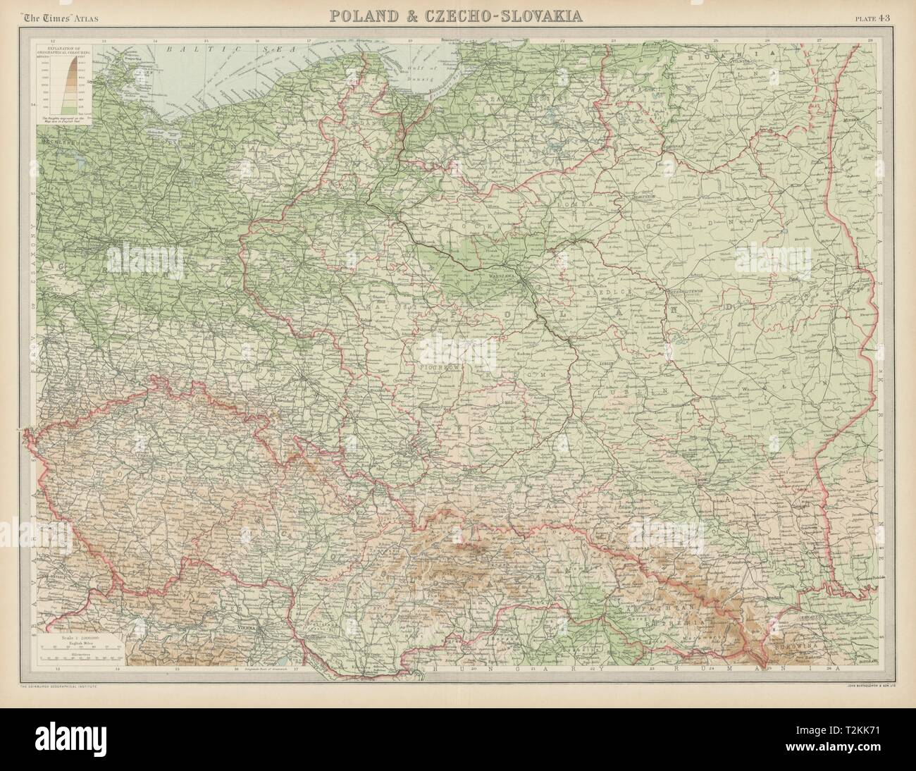 Polen. Die Tschechoslowakei w/Karpaten Ruthenia. Auch in Ostdeutschland. Mal 1922 Karte Stockfoto Polen. Die Tschechoslowakei w/Karpaten Ruthenia. Auch in Ostdeutschland. Mal 1922 Karte Stockfoto
