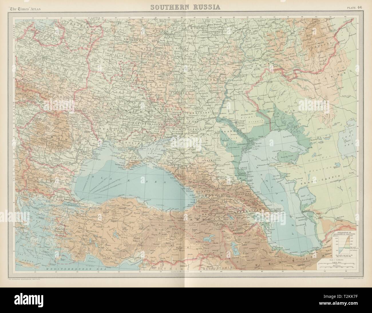 Südlichen Russland Ukraine. Griechische Zone der Smryna. Ungelöste Grenzen mal Karte 1922 Stockfoto