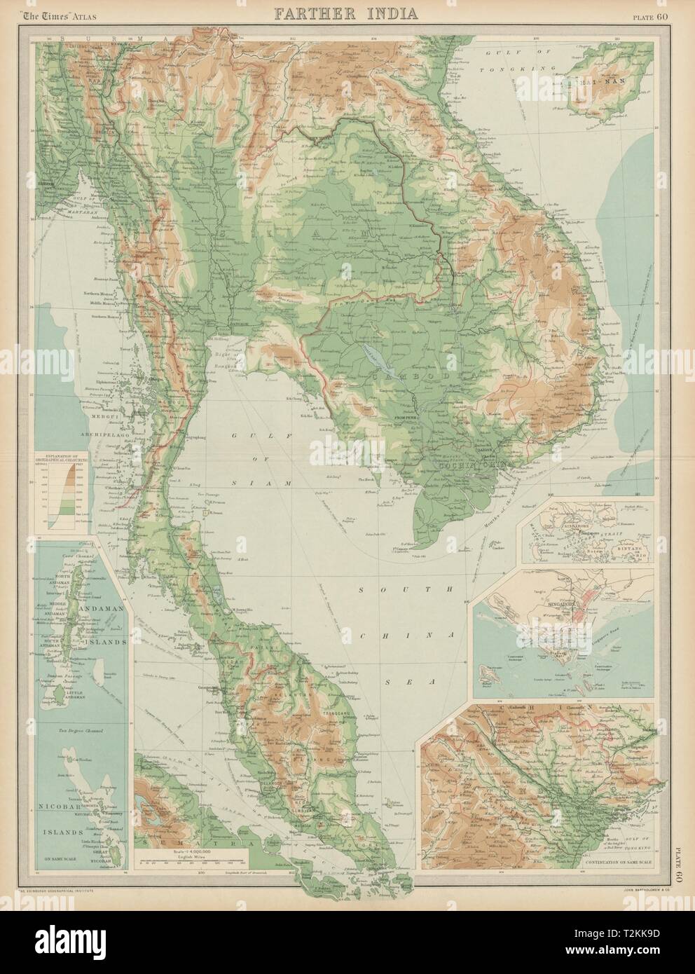 Weiter Indien. Indochina Malaya. Singapur. Hanoi. Siam Annam. Mal 1922 Karte Stockfoto