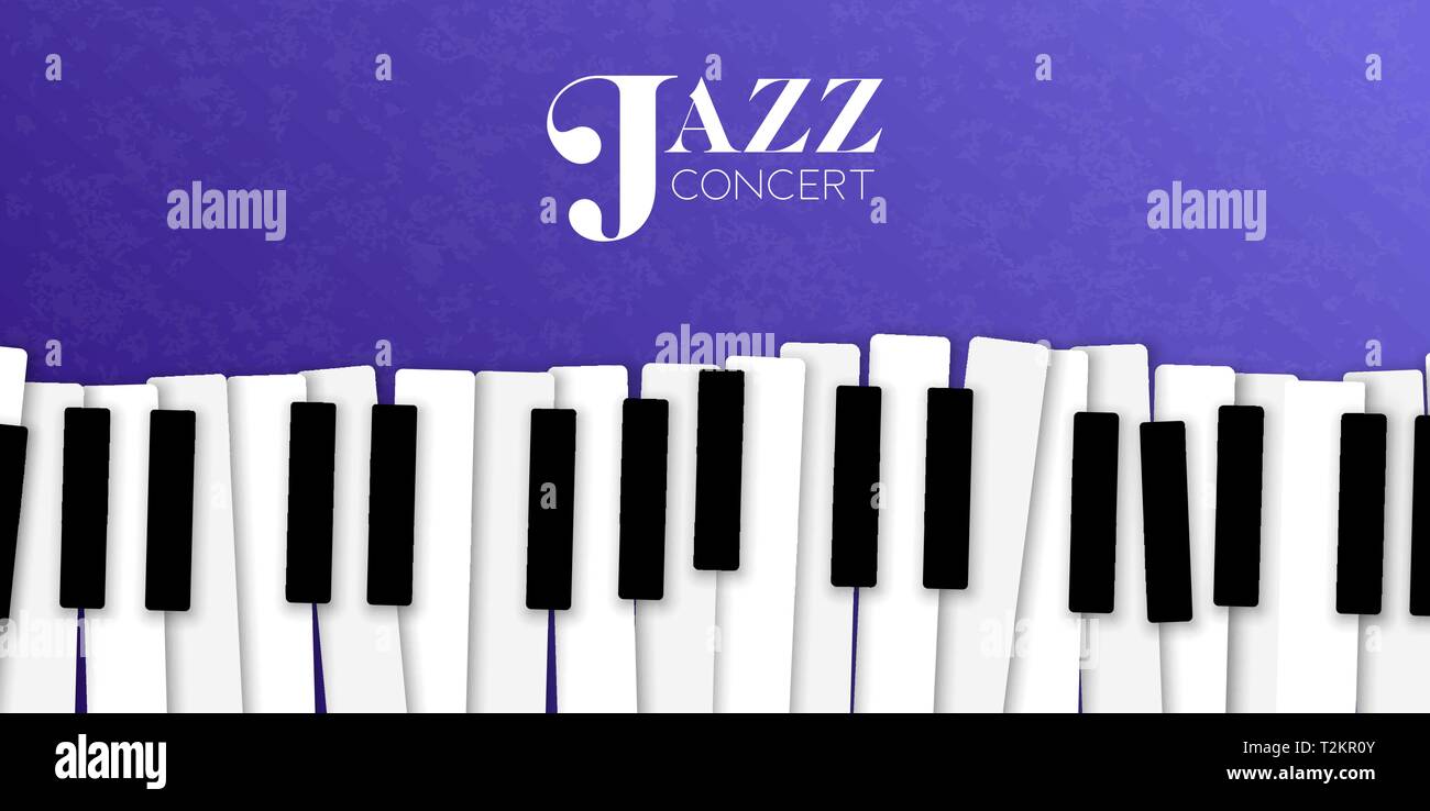 Jazz Konzert banner Abbildung: Taste Hintergrund für live Musik Einladung oder Musical Festival. Stock Vektor