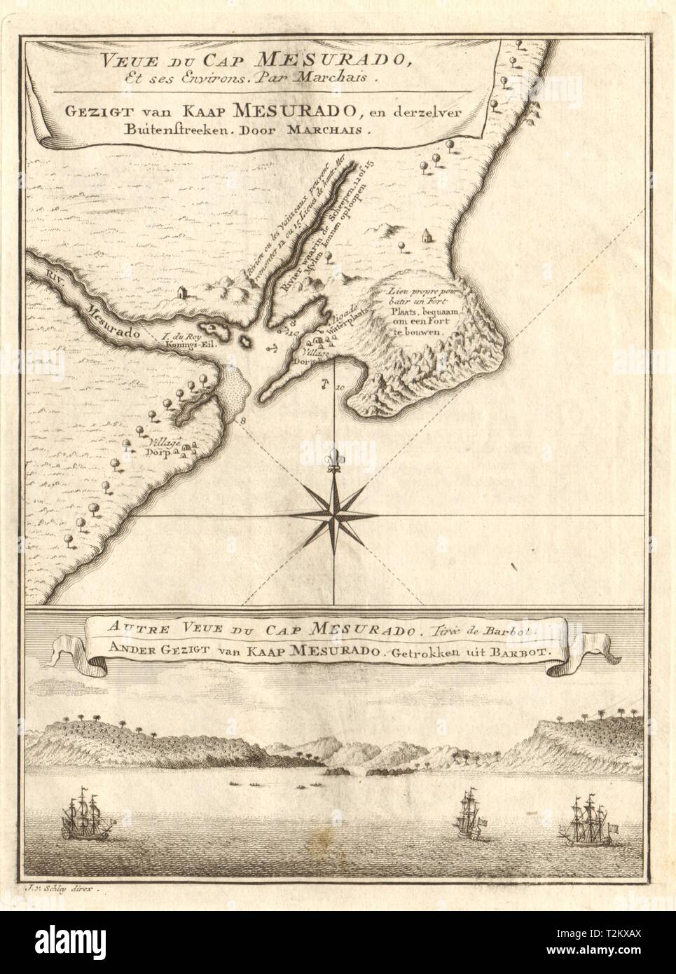 "Veue du Cap Mesurado… "Kap Mesurado, Monrovia, Liberia. BELLIN/SCHLEY 1748 Karte Stockfoto