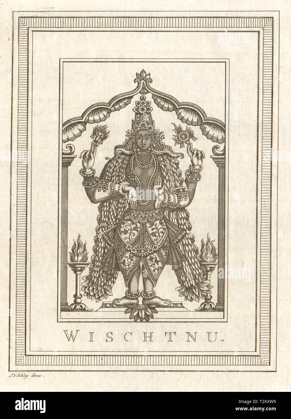 'Wischtnu'. Indien. Vishnu. Hinduistische Gottheit Gottes. SCHLEY 1755 alten, antiken Drucken Stockfoto