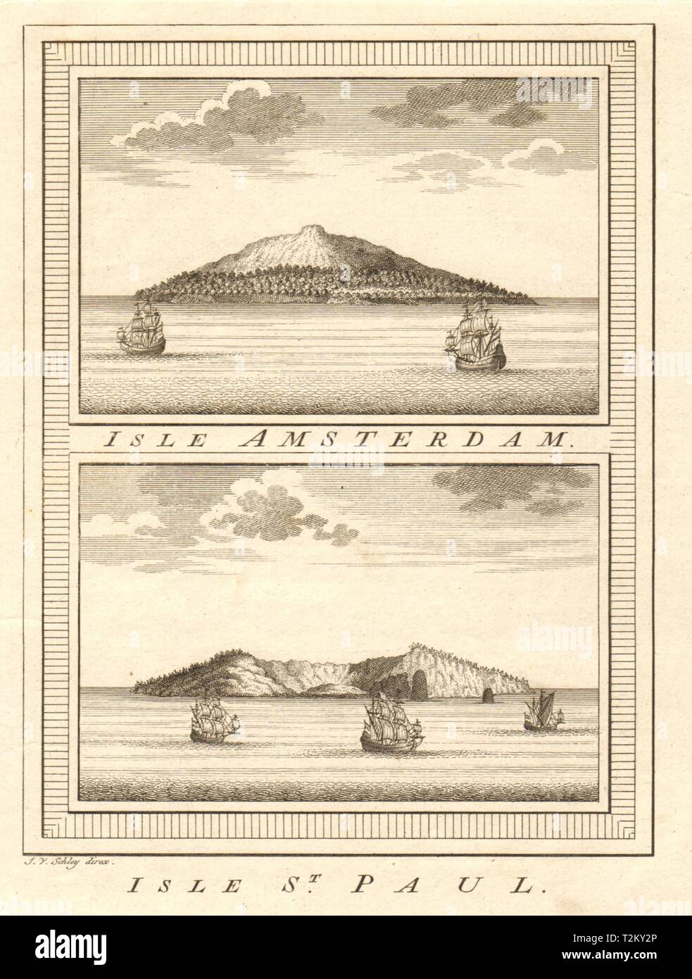 Îles Amsterdam & St. Paul Inseln. Indischen Ozean. Vlamingh 1696. SCHLEY 1758 Stockfoto