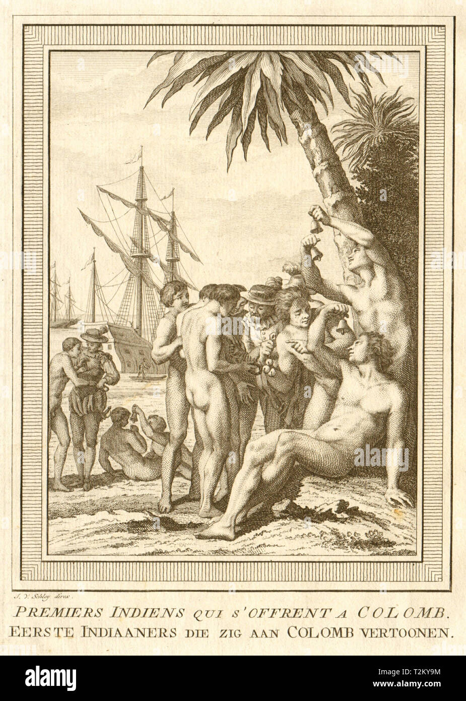 Inder Sitzung Christopher Columbus. San Salvador Island, Bahamas. SCHLEY 1762 Stockfoto
