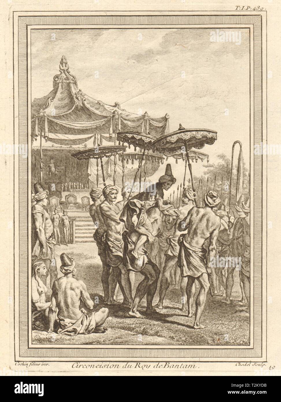 Die Beschneidung des Königs oder Sultan von Banten (Bantam), Java 1746 alten Drucken Stockfoto