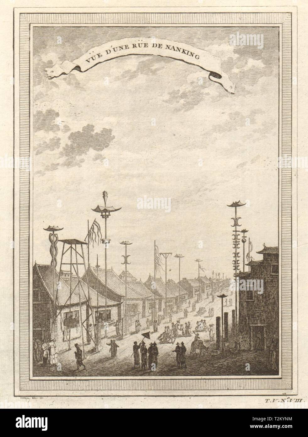 "Vue d'une rue de Nanking". Ansicht der Nanjing Straße. China 1748 alten Drucken Stockfoto