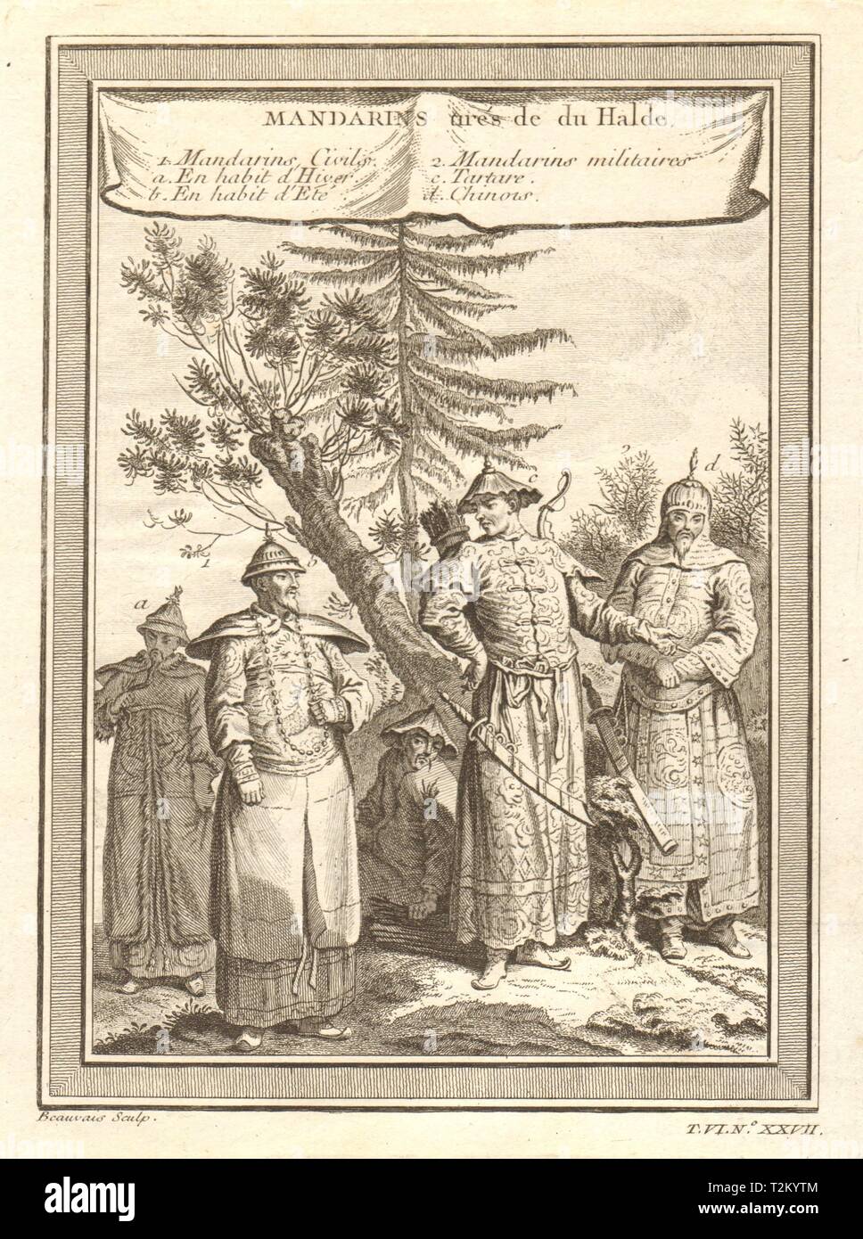 China Mandarin Bürokrat Winter/Sommer Kleid Militär Tataren Chinesische 1748 Stockfoto