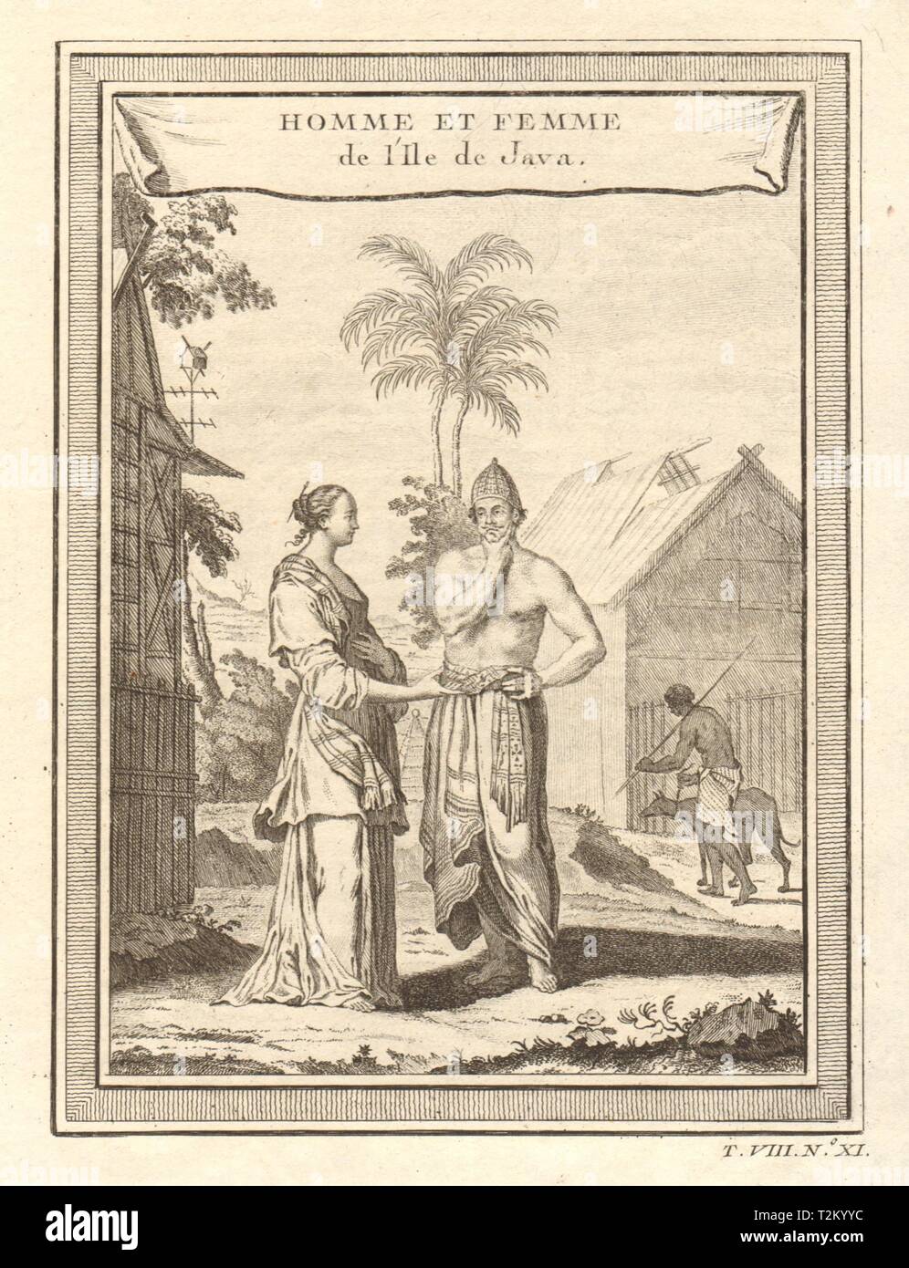 "Homme & Femme de l'Ile de Java'. Javanisch Mann & Frau. Indonesien 1750 Drucken Stockfoto
