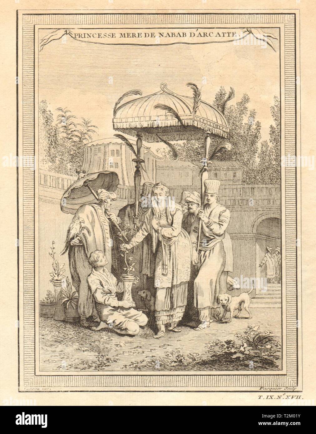 Prinzessin Mutter der Nawab von Arcot oder Carnatic. Indien 1751 alten Drucken Stockfoto