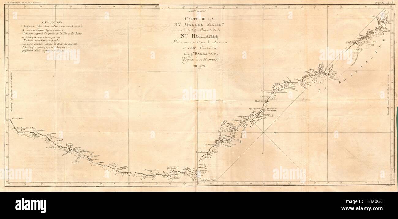 'Carte de la Nouvelle Galle Méridionale…' NSW und Queensland. Koch/BENARD 1789 Karte Stockfoto