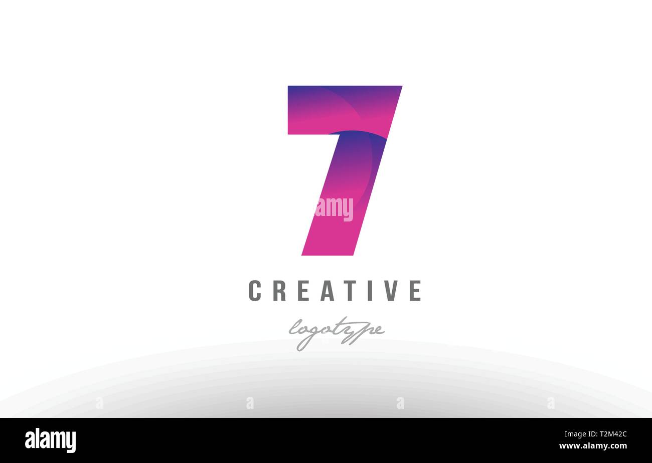 Design von Ziffer 7 Sieben mit Farbverlauf rosa Farbe, das als Logo taugt, für ein Unternehmen oder ein Geschäft Stock Vektor