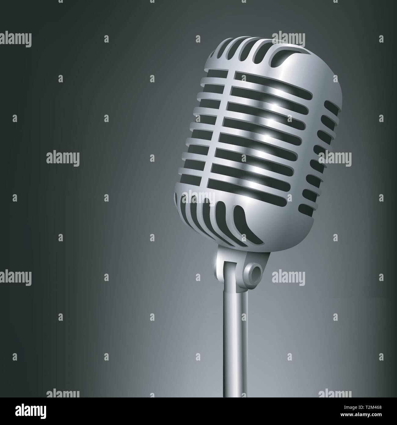 Vintage Metall Studio Mikrofon Auf Dunklem Hintergrund Isoliert Stock Vektorgrafik Alamy
