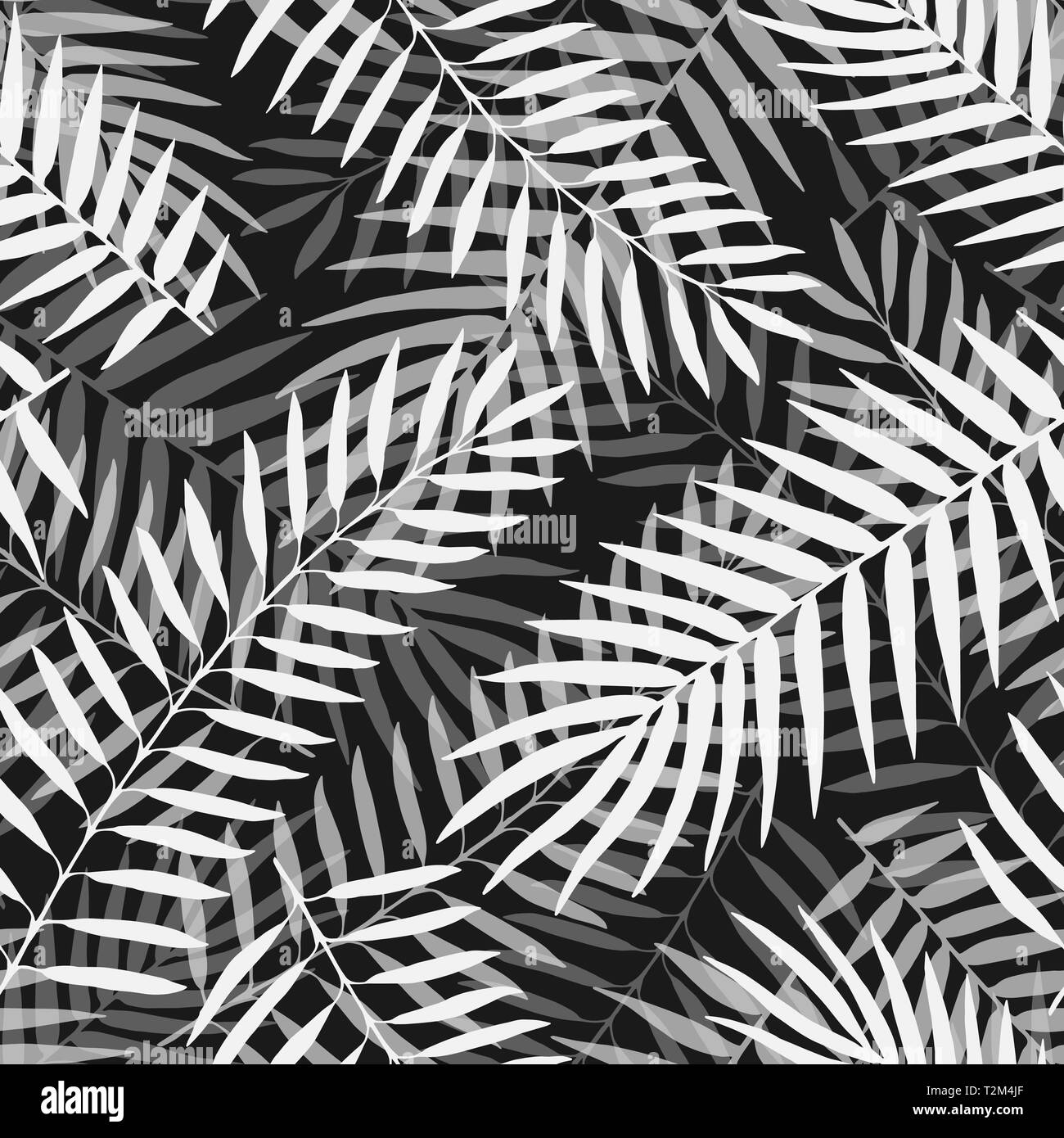 Hand gezeichnet Vector schwarz und weißen Palmblättern nahtlose Muster. Abstract grunge Texturen Hintergrund. Monochrome tropischen Natur Bio Abbildung. T Stock Vektor