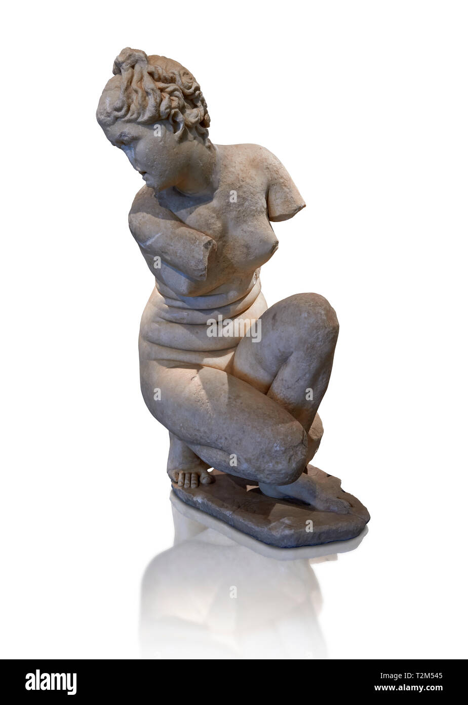 Crouching Aphrodite (Venus). 2. Jahrhundert römischen Marmorstatue von marmol. Cordoba Archäologische Museum, Spanien. Diese Skulptur ist eine Variation auf Th Stockfoto