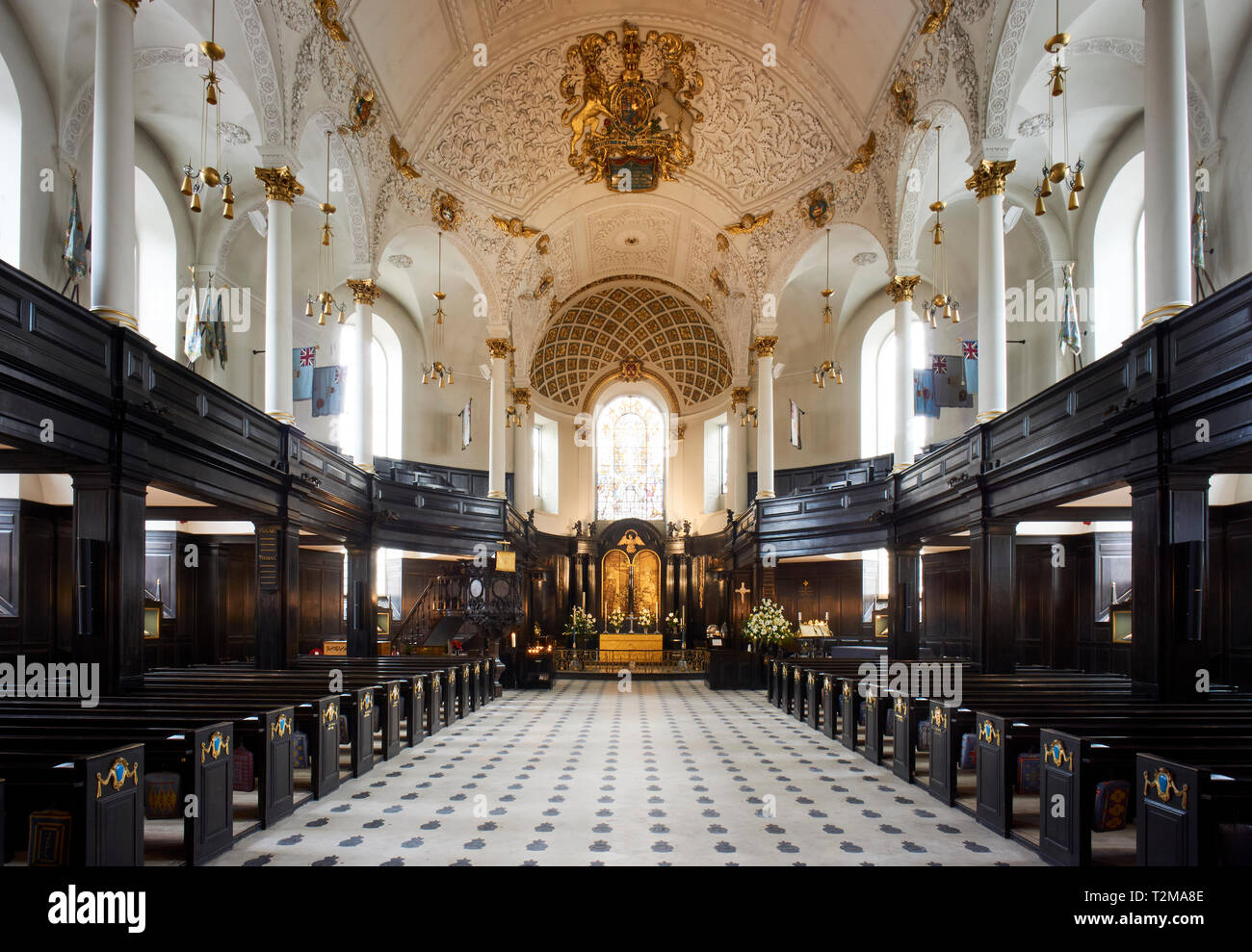 Der Innenraum der Kirche St. Clement Danes, London, UK Stockfoto