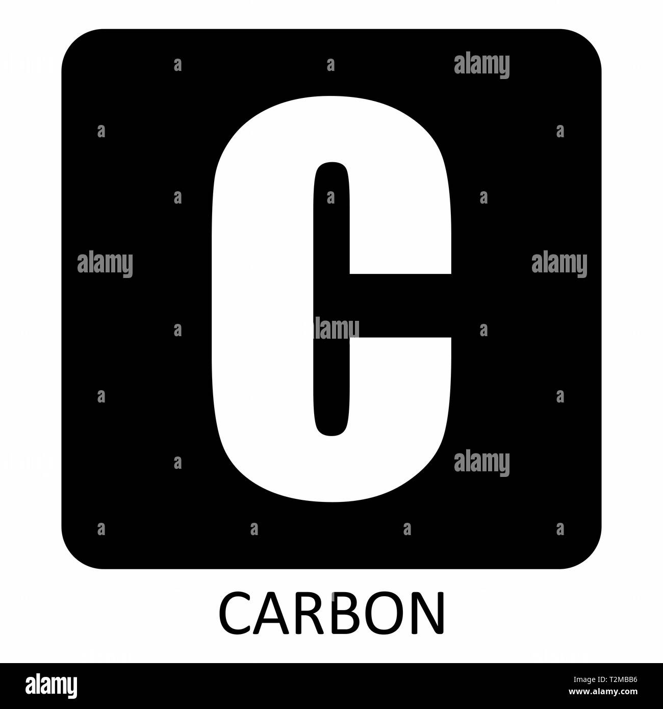 Die white Carbon symbol Abbildung auf dunklem Hintergrund Stock Vektor