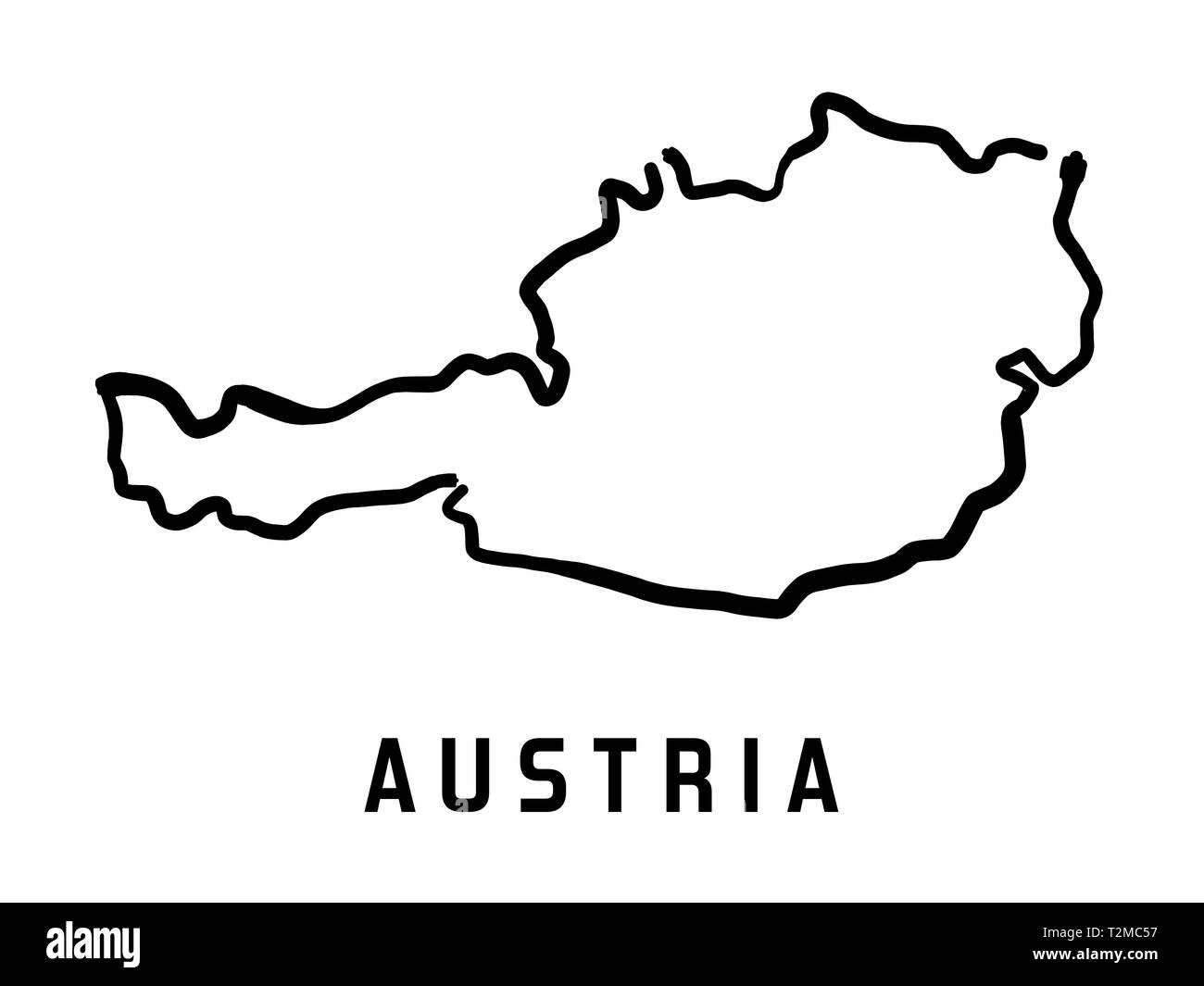 Österreich Karte outline-glatten Land formen Karte Vektor. Stock Vektor