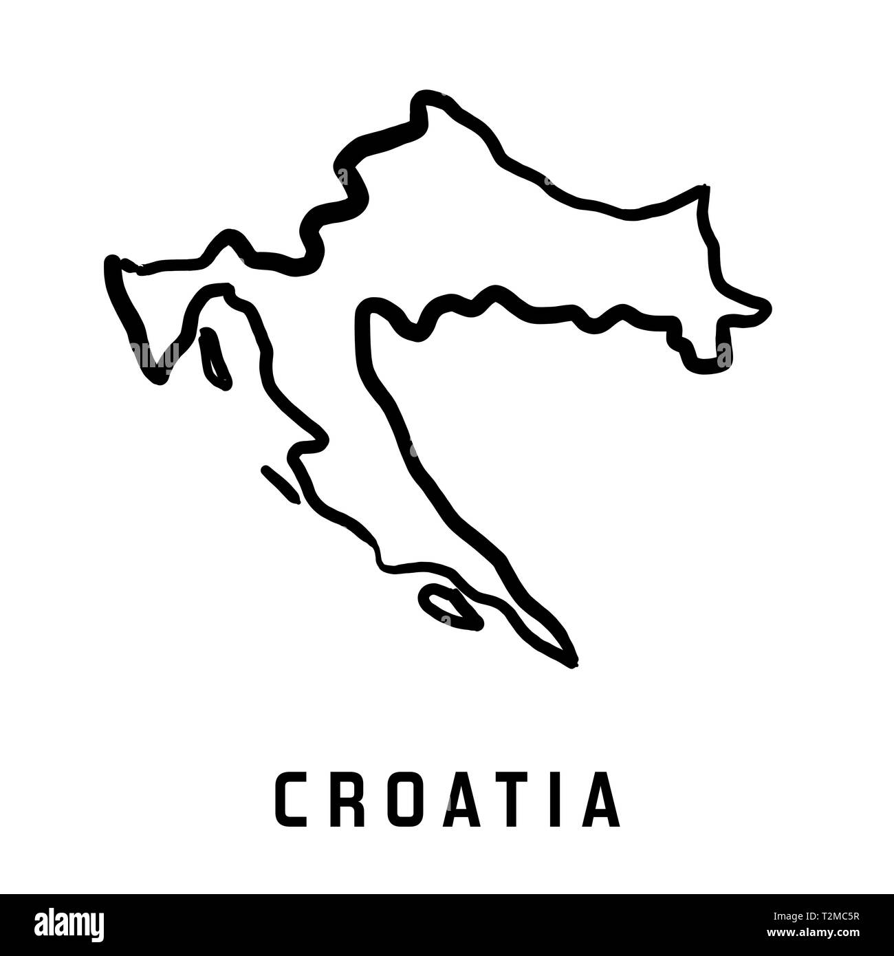 Kroatien Karte outline-glatten Land formen Karte Vektor. Stock Vektor
