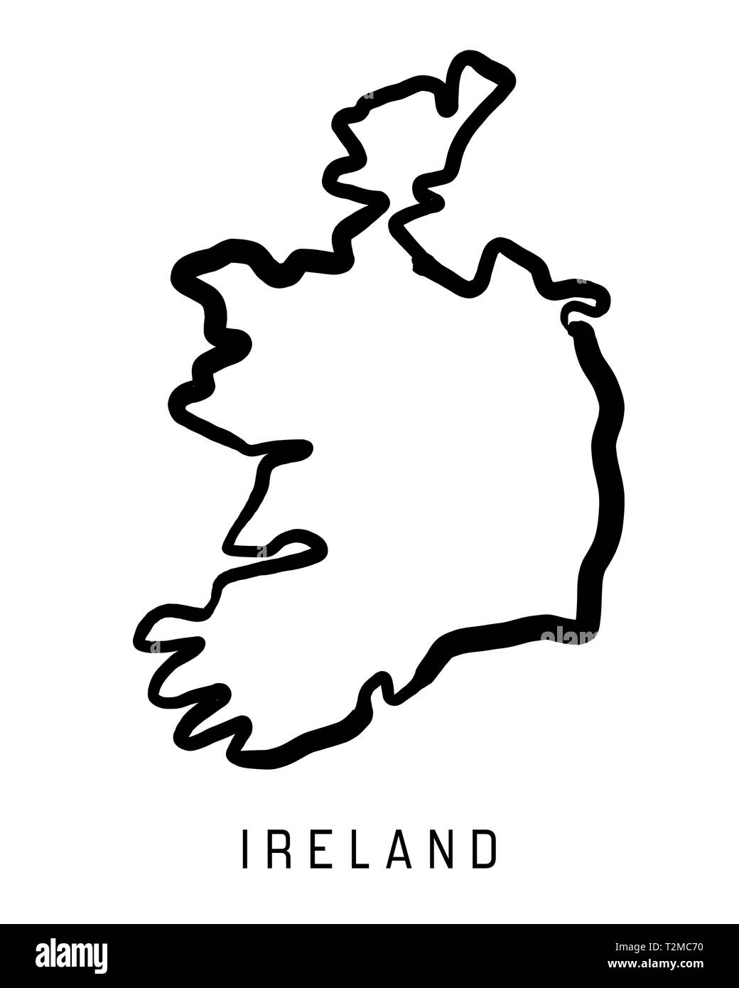 Republik Irland Karte outline-glatten Land formen Karte Vektor. Stock Vektor