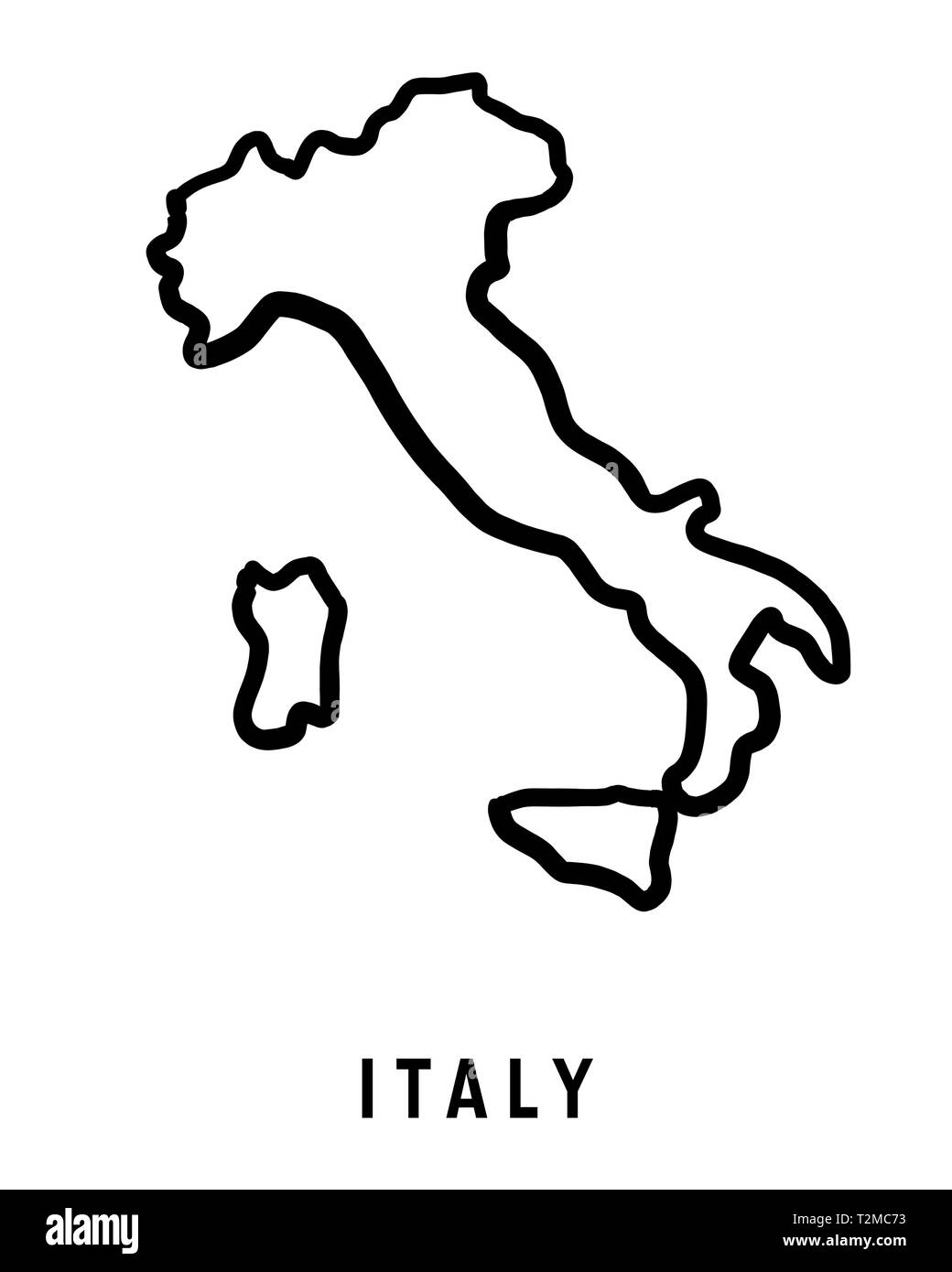 Italien Karte outline-glatten Land formen Karte Vektor. Stock Vektor