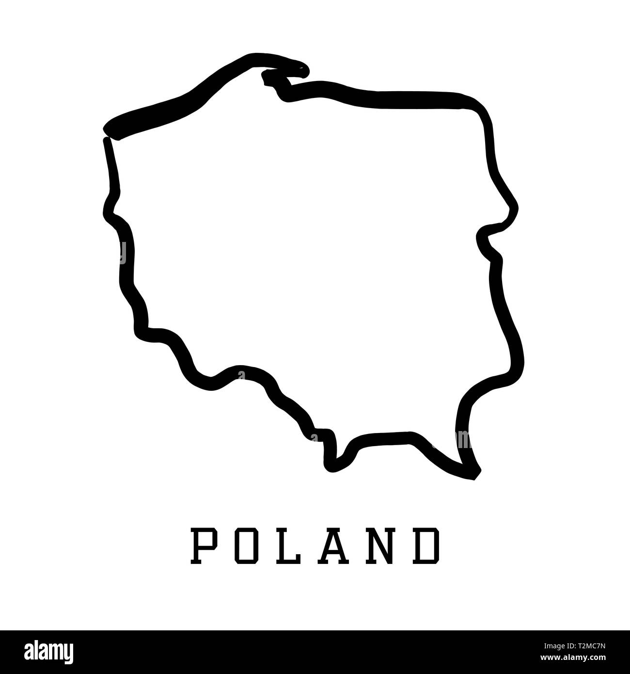 Polen Karte outline-glatten Land formen Karte Vektor. Stock Vektor