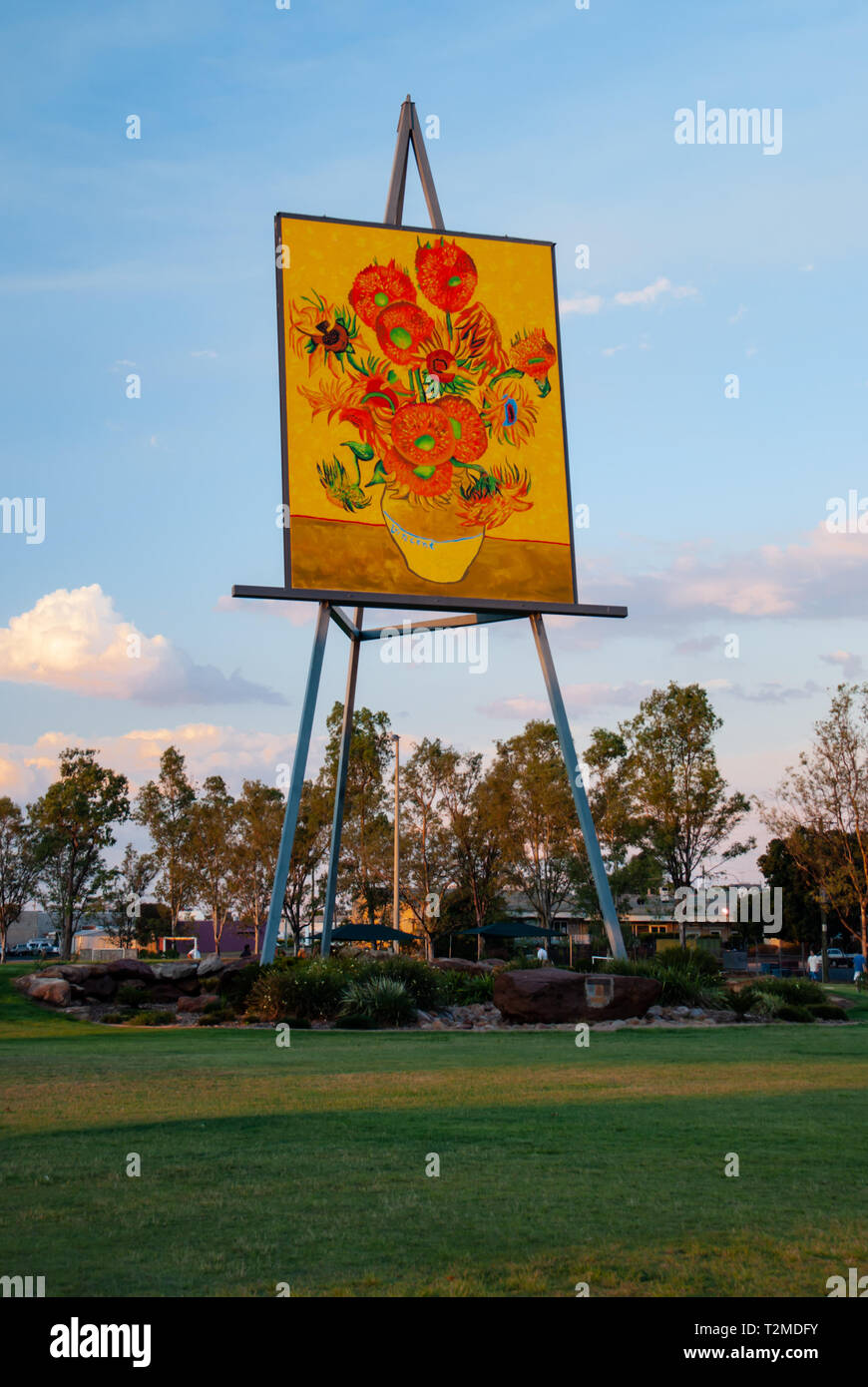 Die smaragdgrüne Gigant Van Gogh Sonnenblumen Malen Stockfoto