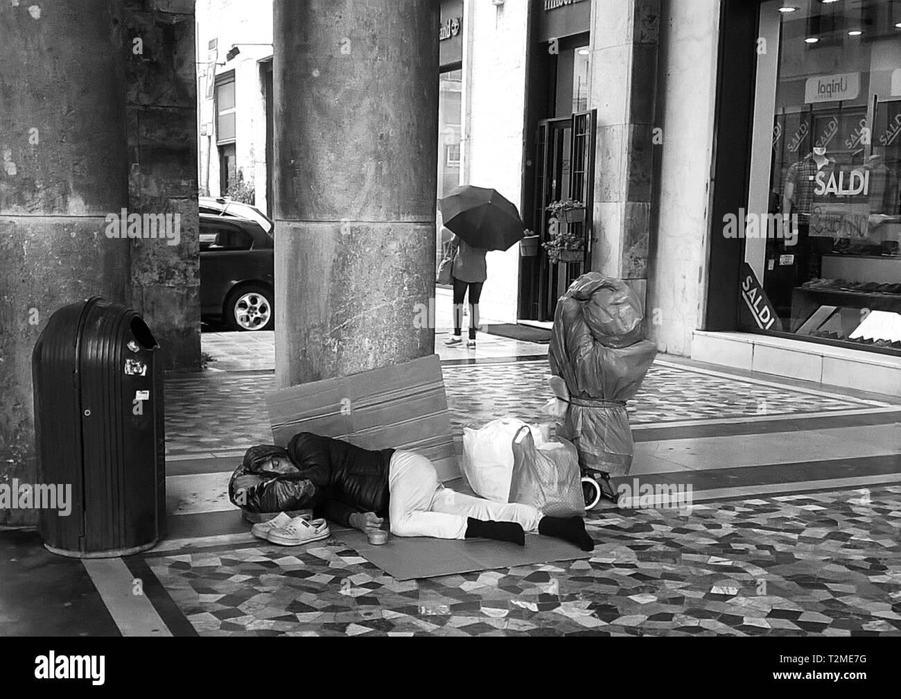 Obdachloser schlafen Stockfoto