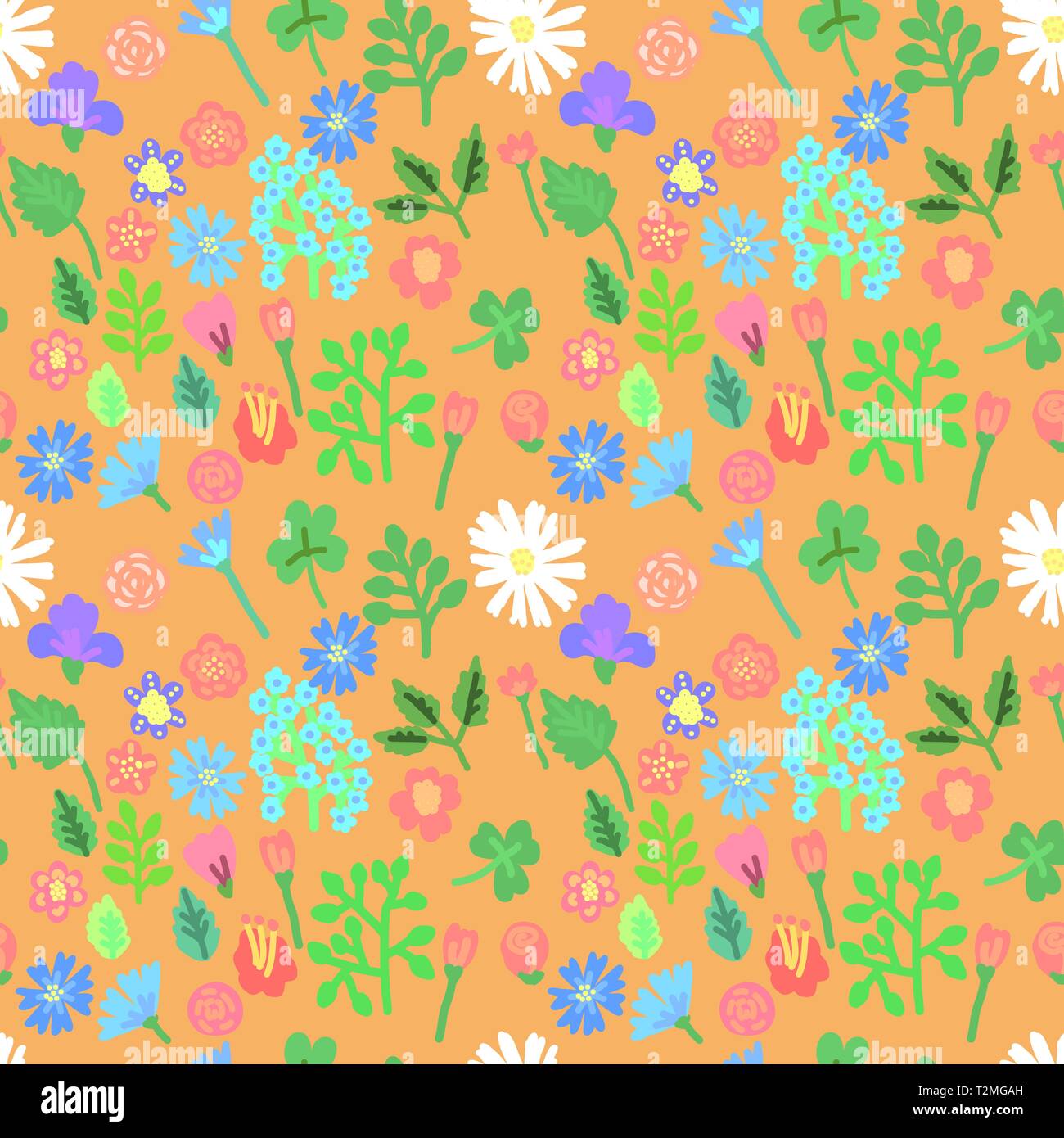 Einfache Blumen seamlessn Muster. Vector Illustration Stock Vektor