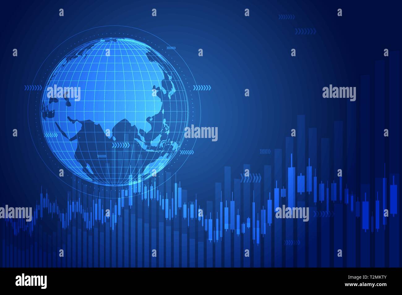 Candle stick Grafik im Finanzmarkt, Forex, das grafische Konzept. Börse, Investitionen, Finanzen und Handel. Trading Plattform. Stock Vektor