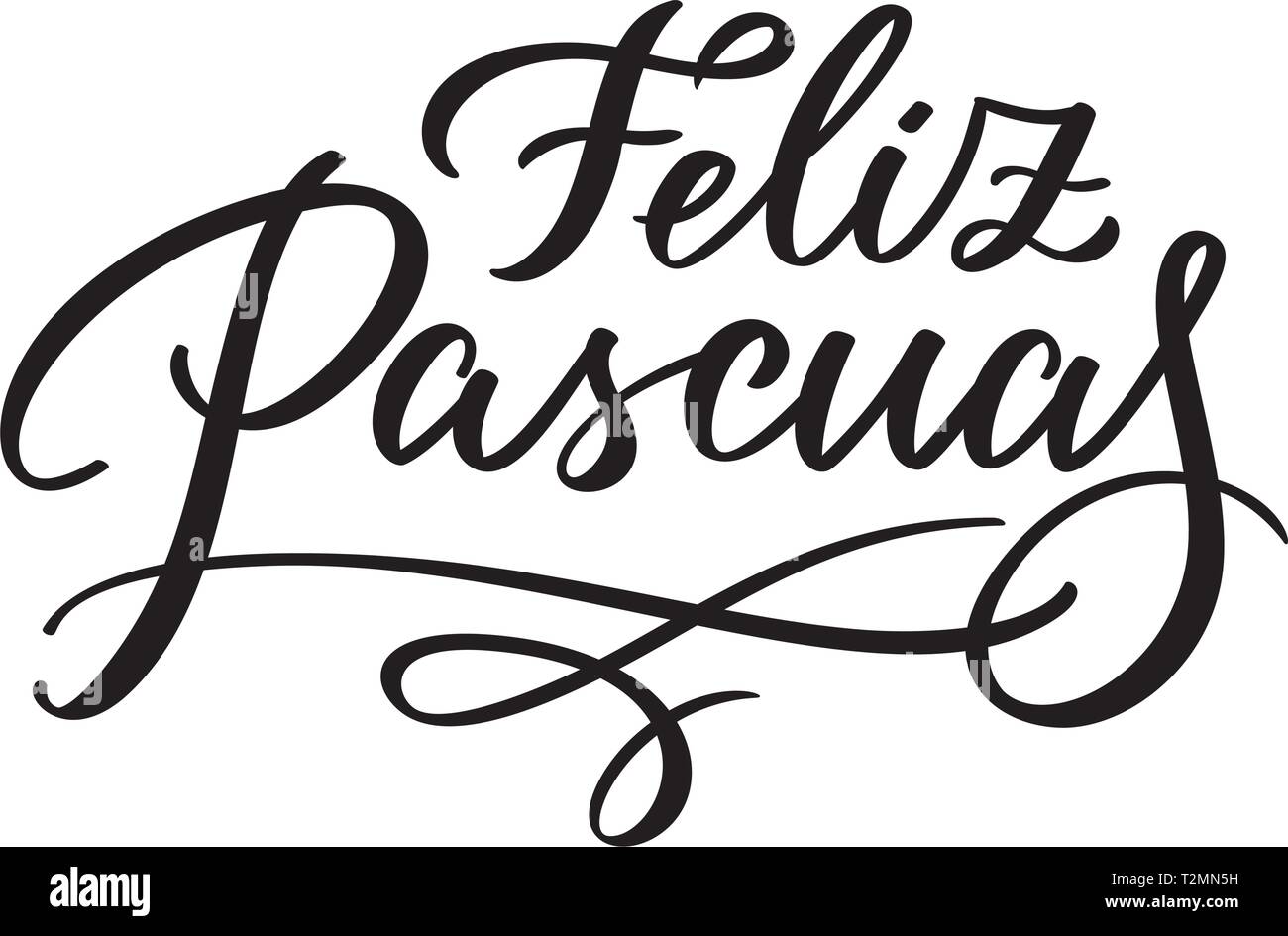Feliz Pascuas - Ostern Grüße auf Spanisch vektor Typografie, Kalligrafie, Schriftzüge, von Hand zu schreiben. Zusammensetzung in einer Farbe. Für Banner, Etiketten, tag, Stock Vektor