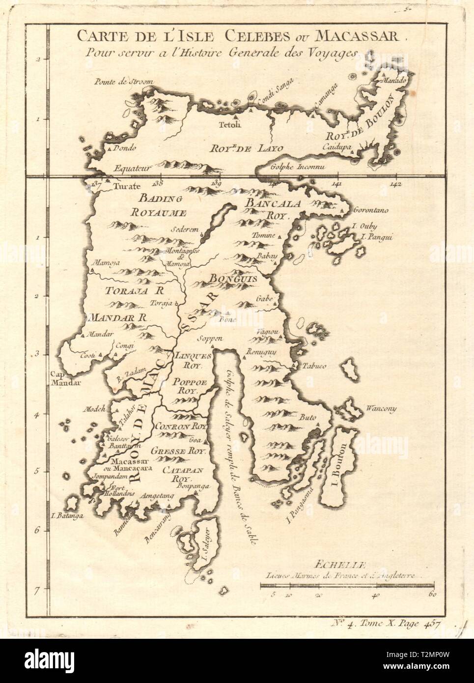 'Carte de I'Isle Celebes ou Macassar'. Sulawesi. East Indies. BELLIN Karte 1752 Stockfoto