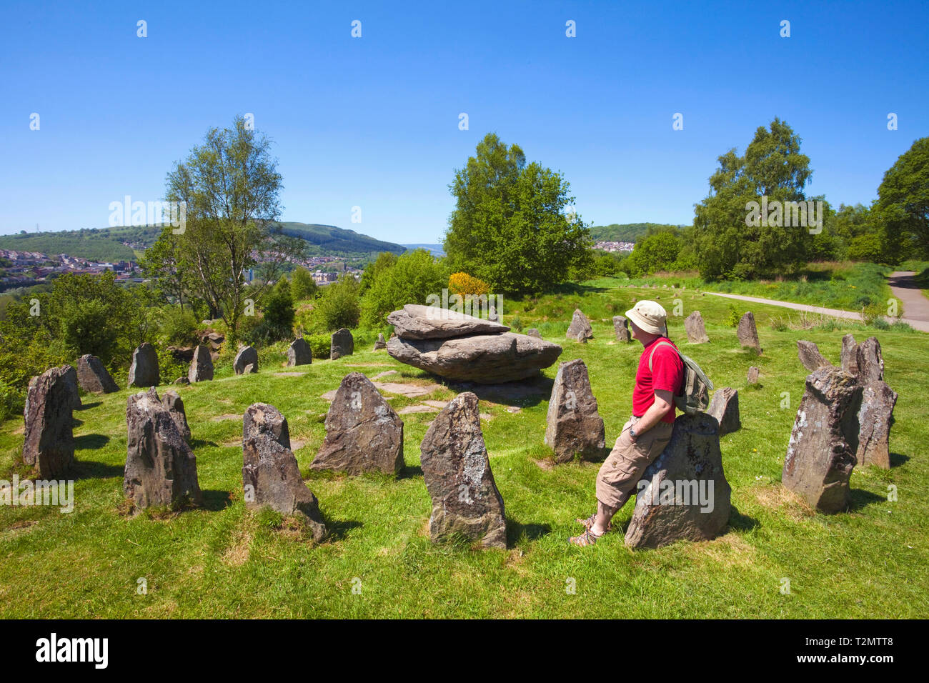 Alte Gorsedd Steine, Pontypridd, Rhondda Cynon Taf, Wales, Großbritannien Stockfoto